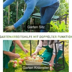 Trädgårdsknäbänk hopfällbar, EVA/stål, max 150 kg, 58x28x49 cm, mörkgrön