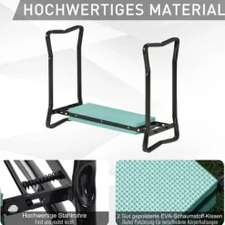 Trädgårdsknäbänk hopfällbar, EVA/stål, max 150 kg, 58x28x49 cm, mörkgrön