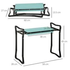 Trädgårdsknäbänk hopfällbar, EVA/stål, max 150 kg, 58x28x49 cm, mörkgrön