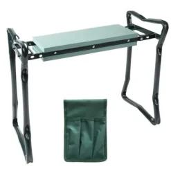 Trädgårdsknäbänk med nedfällbart mjukt säte, multifunktionella trädgårdsunderlägg med förvaringsväska för verktyg