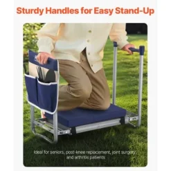 Trädgårdsknäbänk och sittplats, 58,5x30x48,5 cm, hopfällbar, extra robust, verktygsväska