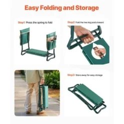 Trädgårdsknäkudde och sittbänk, 59x29x49 cm, hopfällbar, stål