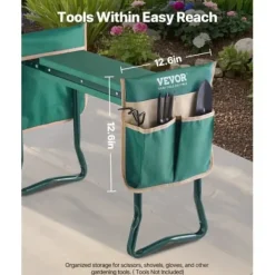 Trädgårdsknäkudde och sittbänk, 59x29x49 cm, hopfällbar, stål