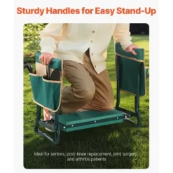 Trädgårdsknäkudde och sittbänk, 59x29x49 cm, hopfällbar, stål