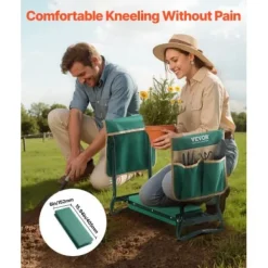 Trädgårdsknäkudde och sittbänk, 59x29x49 cm, hopfällbar, stål