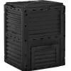 Trädgårdskompost - Kompostbehållare - 300 L Kapacitet - 48 Ventilationshål - 60,5×60,5×81,5 cm - Plast - Svart