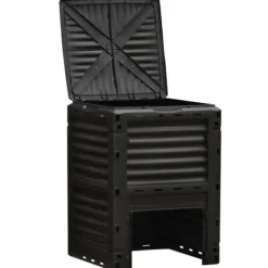 Trädgårdskompost - Kompostbehållare - 300 L Kapacitet - 48 Ventilationshål - 60,5×60,5×81,5 cm - Plast - Svart