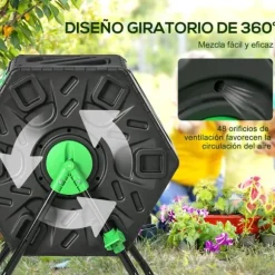 Trädgårdskompost - Roterande komposttumlare - Dubbelkammare - 65 l - 60 x 49 x 77 cm - Svart