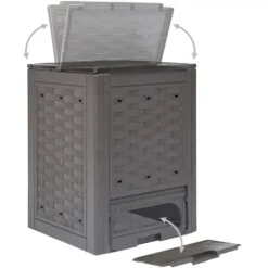 Trädgårdskompost 2 st brun 60x60x83 cm 600 L plastrotting