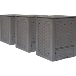 Trädgårdskompost 3 st brun 60x60x83 cm 900 L plastrotting