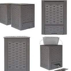 Trädgårdskompost 2 st brun 60x60x83 cm 600 L plastrotting - Trädgårdskompost - Trädgårdskomposter - Home & Living