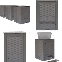 Trädgårdskompost 3 st brun 60x60x83 cm 900 L plastrotting - Trädgårdskompost - Trädgårdskomposter - Home & Living