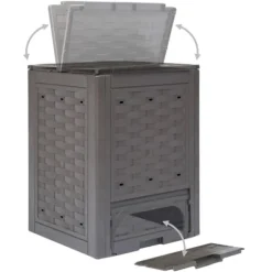 Trädgårdskompost 3 st brun 60x60x83 cm 900 L plastrotting - Trädgårdskompost - Trädgårdskomposter - Home & Living