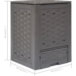 Trädgårdskompost 2-pack i brun plastrotting | Volym: 600 L | Storlek: 60x60x83 cm