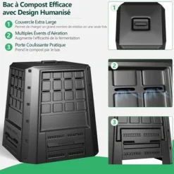 Trädgårdskompost, 78x64x80 cm, Svart