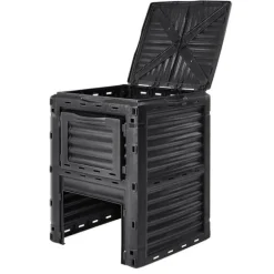 Trädgårdskompostbehållare 80 Gal, BPA-fri, stor kapacitet, utomhus, topplock, bottendörr, enkel montering, snabb bördig jord.