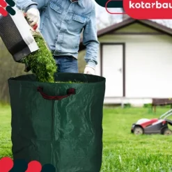 Trädgårdskorg för löv och gräs, rund, hopfällbar, 270 l, set om 2