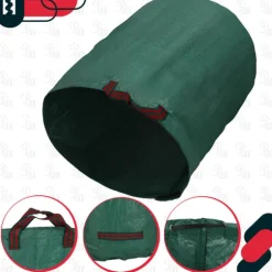 Trädgårdskorg för löv och gräs, rund, hopfällbar, 270 l, set om 2