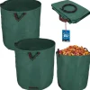 Trädgårdskorg för löv och gräs, rund, hopfällbar, stor, 635 l, set om 2