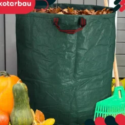 Trädgårdskorg för löv och gräs, rund, hopfällbar, stor, 635 l, set om 2