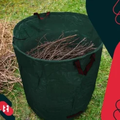 Trädgårdskorg för löv och gräs, rund, hopfällbar, stor, 635 l, set om 2