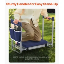 Trädgårdspall för Knäböj och Sittdyna, 28cm Bred Dyna, Hopfällbar 160kg, Halkfri Design