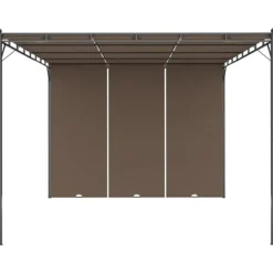 Trädgårdspaviljong med draperier 4x3x2,25 m taupe