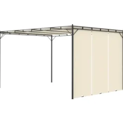 Trädgårdspaviljong med draperier 4x3x2,25 m gräddvit