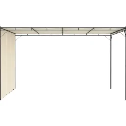 Trädgårdspaviljong med draperier - Solskydd för trädgårdsfest | Storlek: 4x3x2,25 m | Färg: Gräddvit