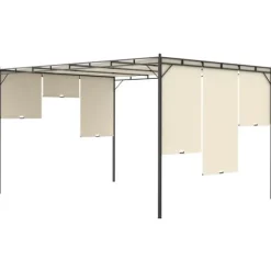 Trädgårdspaviljong med draperier - Solskydd för trädgårdsfest | Storlek: 4x3x2,25 m | Färg: Gräddvit