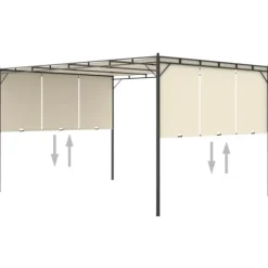 Trädgårdspaviljong med draperier - Solskydd för trädgårdsfest | Storlek: 4x3x2,25 m | Färg: Gräddvit