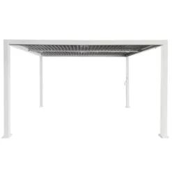 Trädgårdspergola 3x4 m med JUSTERBART ALUMINIUMTAK, vit, för TERRASS, stark