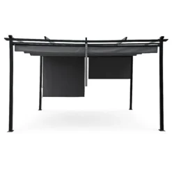 Trädgårdspergola 3x4 m stål 2,4 m vattentät med 4 sidomarkiser