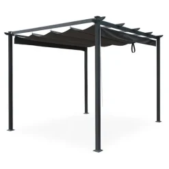 Trädgårdspergola 3x4 m stål 2,4 m vattentät med 4 sidomarkiser