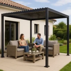 TRÄDGÅRDspergola 3x4m justerbart lamelltak ANTRACIT terrass ALUMINIUM