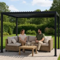 TRÄDGÅRDspergola 3x4m justerbart lamelltak ANTRACIT terrass ALUMINIUM