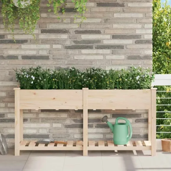 Trädgårdsplanterare Beige 161 x 43 x 76.5 cm Massivt granträd