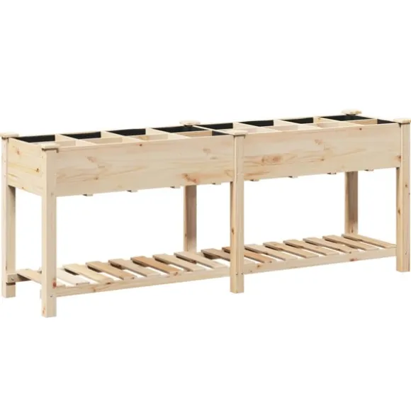 Trädgårdsplanterare Beige 203,5 x 53 x 76,5 cm Massivt Furu