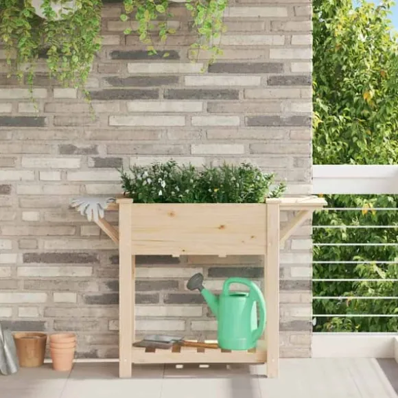 Trädgårdsplanterare Beige 111 x 37 x 76.5 cm Massivt granträd