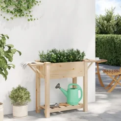 Trädgårdsplanterare Beige 111 x 37 x 76,5 cm Massivt Furu