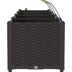 Trädgårdsplanterare med inbyggt bevattningssystem - Hållbar och stilren | Färg: Brun | Storlek: 160x40x37.5 cm