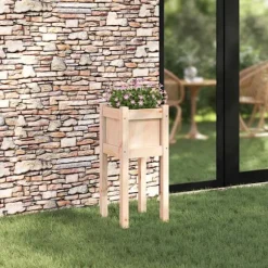 Trädgårdsplanterare Natur 31 x 31 x 70 cm Massiv furu