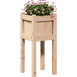 Trädgårdsplanterare Natur 31 x 31 x 70 cm Massiv furu