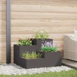 Trädgårdsplanterare Svart 80 x 80 x 60 cm Stål