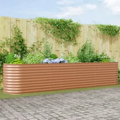 Trädgårdsplanterare Trälook Galvaniserat stål 400 x 80 x 81 cm