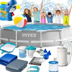 Trädgårdspool i ram 305 x 76 cm 15-i-1 INTEX 26702 + bubbelmaskin GRATIS