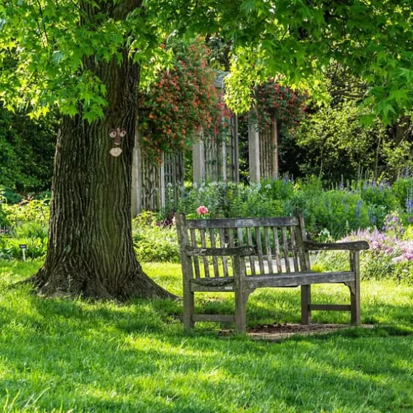 Trädgårdsprydnad, 2-delad trädansikte, 10x13x2,5 cm, Brun