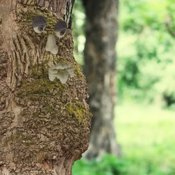 Trädgårdsprydnad, Trädansikte Dekoration, 8.5x12.5x2 cm, Beige
