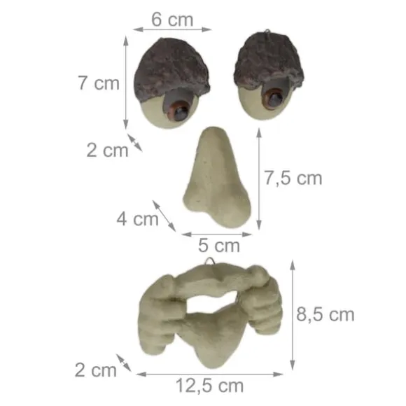 Trädgårdsprydnad, Trädansikte Dekoration, 8.5x12.5x2 cm, Beige