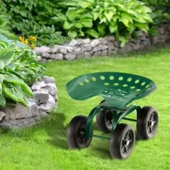 Trädgårdsrullande arbetsstol, 47×30×28 cm, Grön